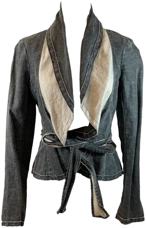 00's Faded Black Denim Blazer by BCBG