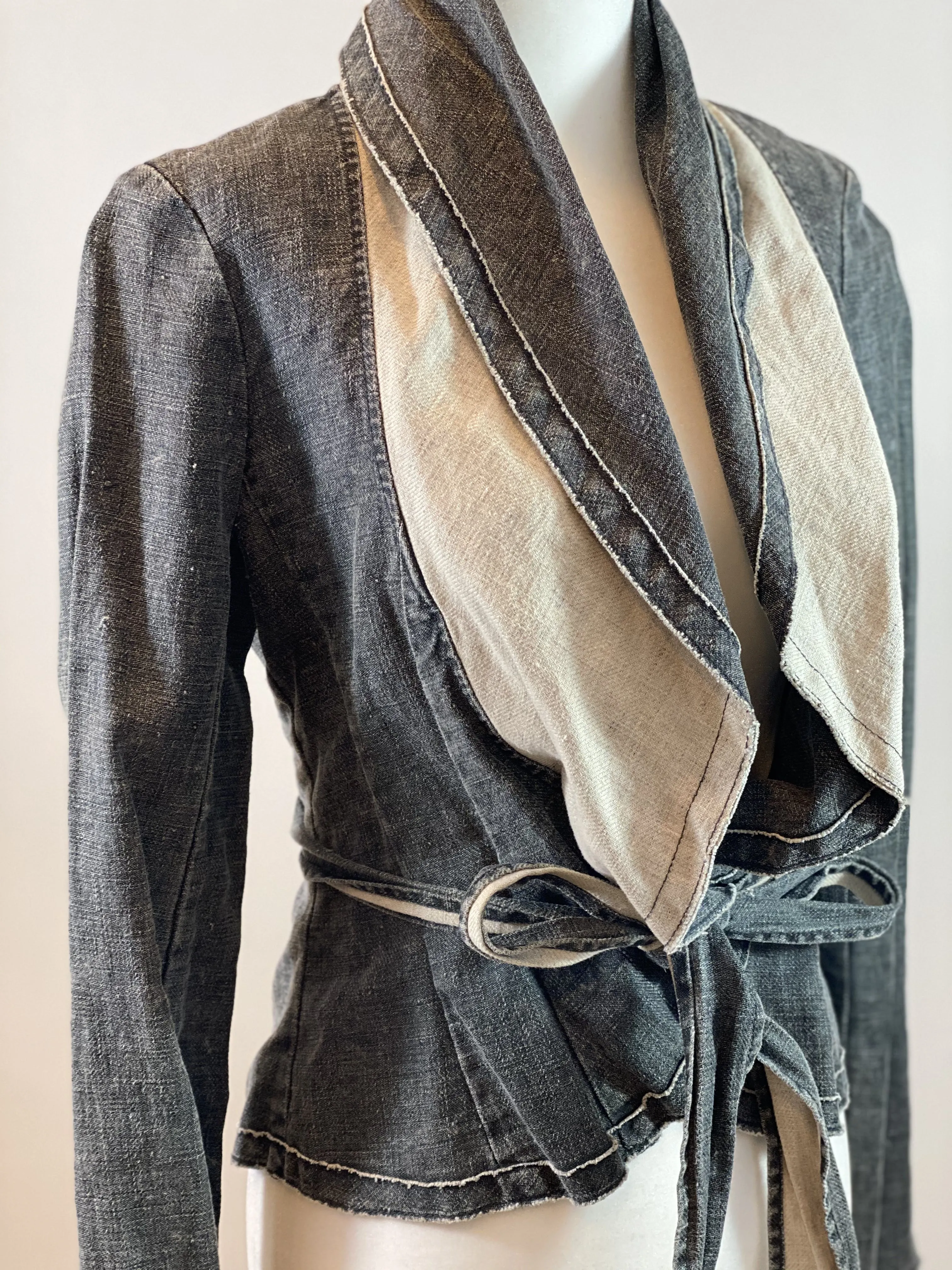 00's Faded Black Denim Blazer by BCBG