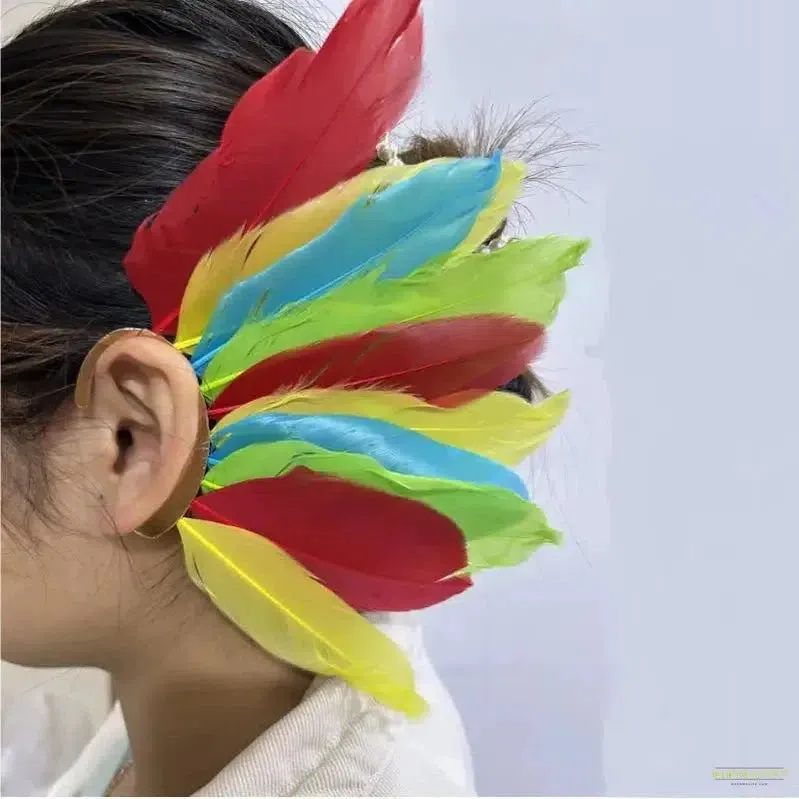 1 Piece Vintage Punk Big Feather Ear Clip Earrings For Women Men No Piercing Earcuffs Ear Cuff Fashion Jewelry