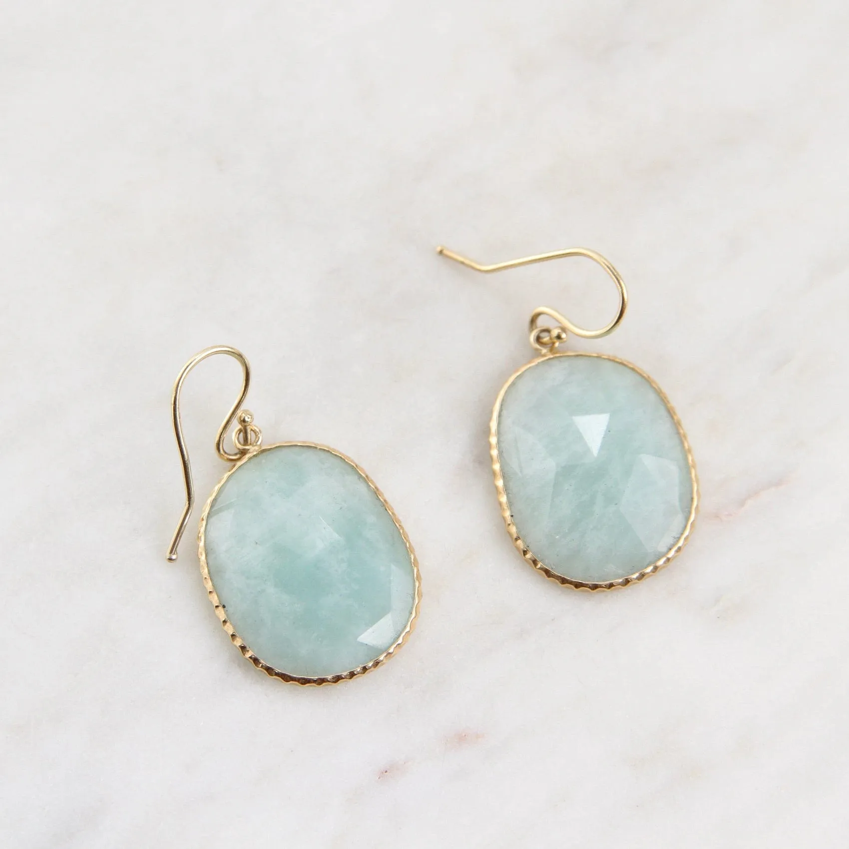 14k Gold Amazonite Slice Earring