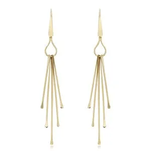 14k Gold Long Dangling Sticks Earrings