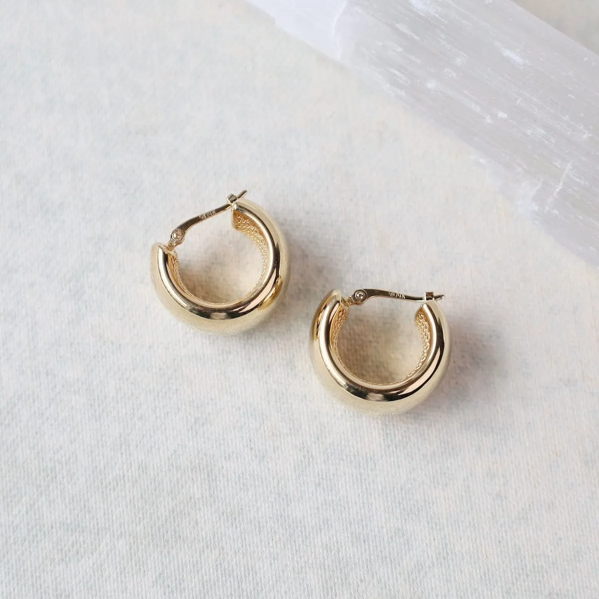 14k Plain Band Hoops