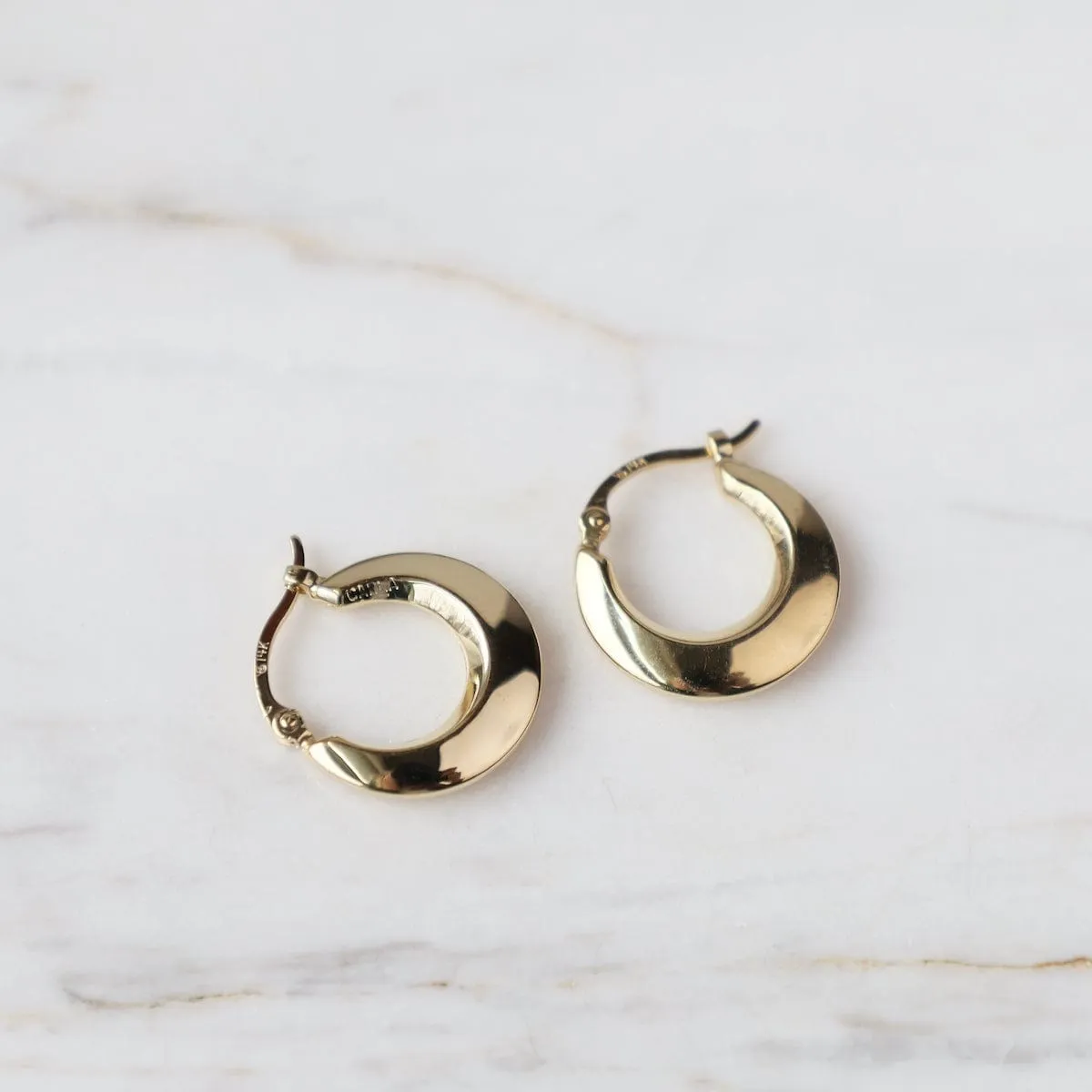 14k Small Crescent Hoops