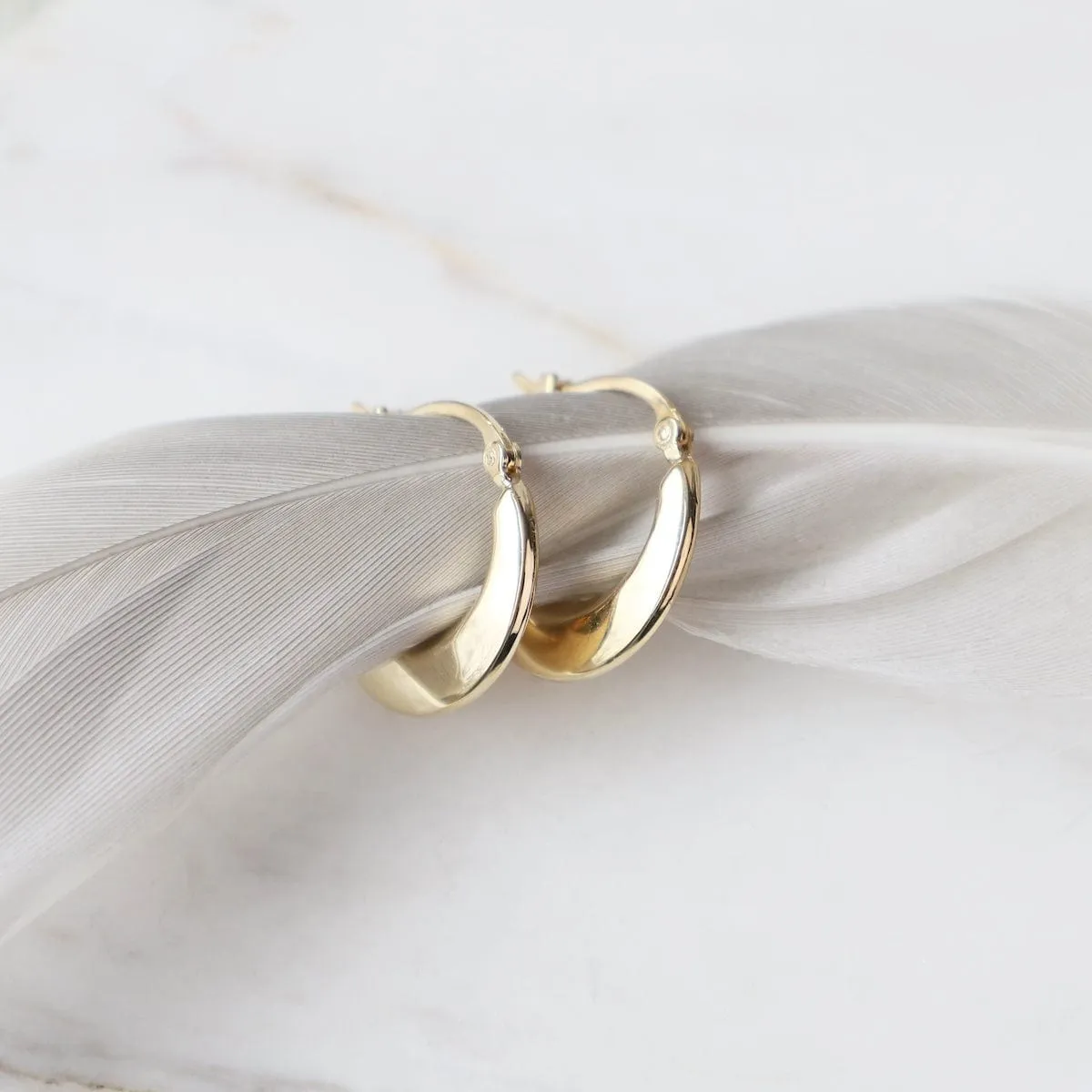14k Small Crescent Hoops