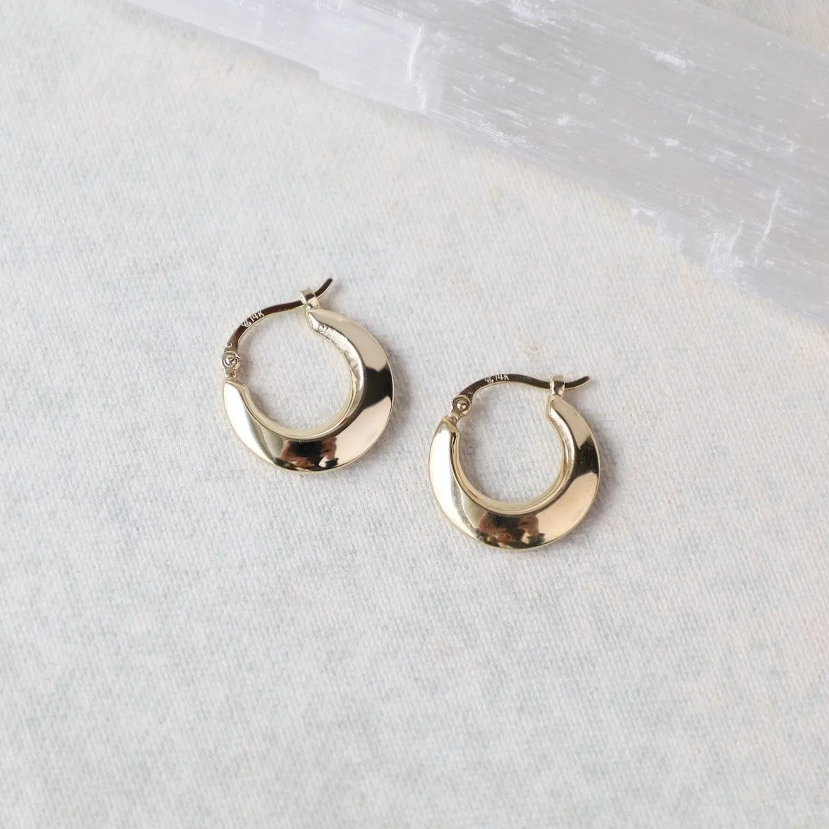 14k Small Crescent Hoops