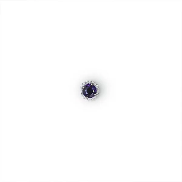 14K White Gold, Amethyst, and Diamond Halo Pendant