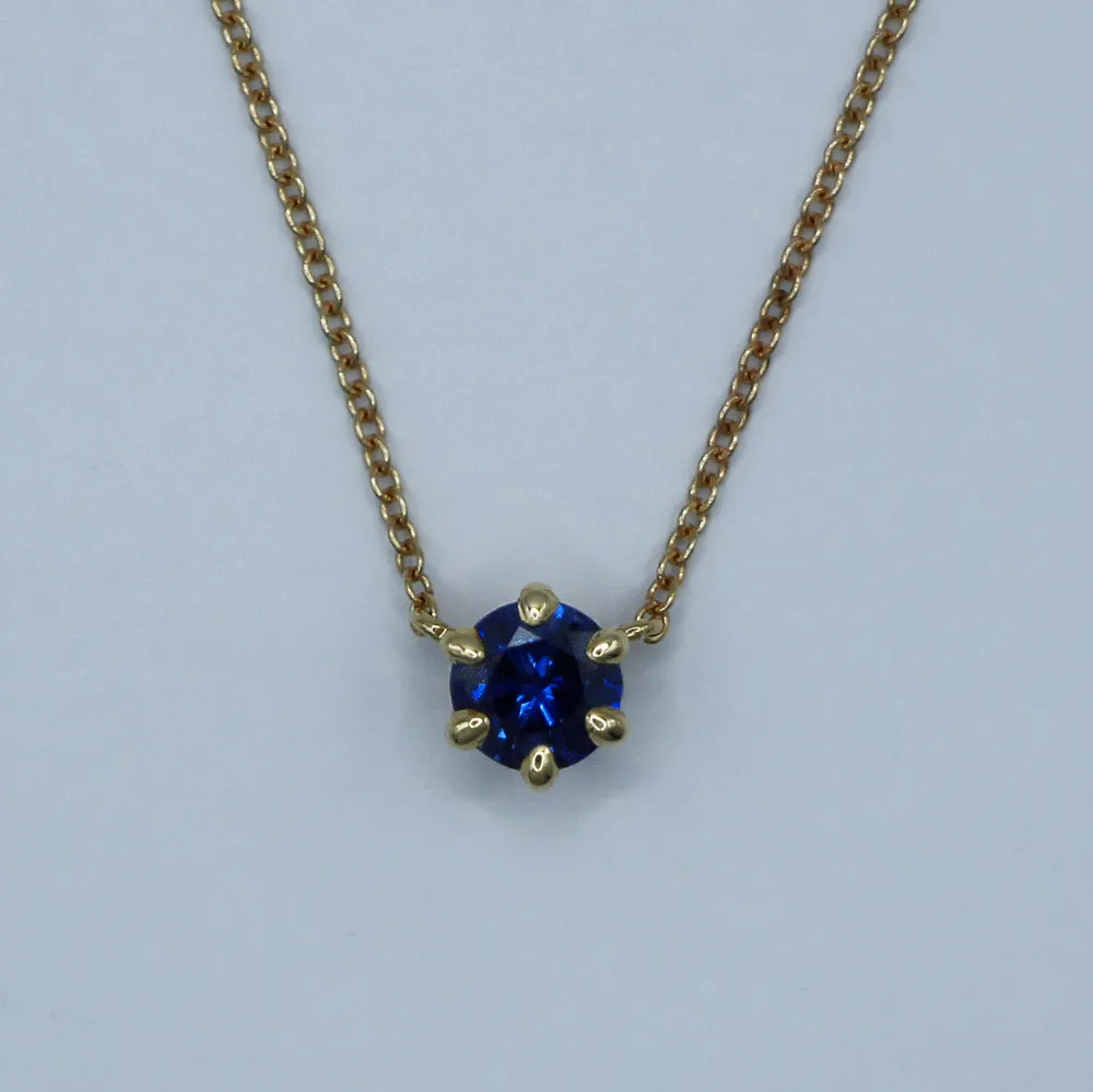 14K Yellow Gold Blue Sapphire Necklace