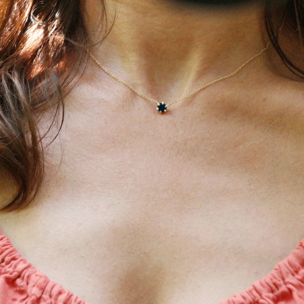 14K Yellow Gold Blue Sapphire Necklace