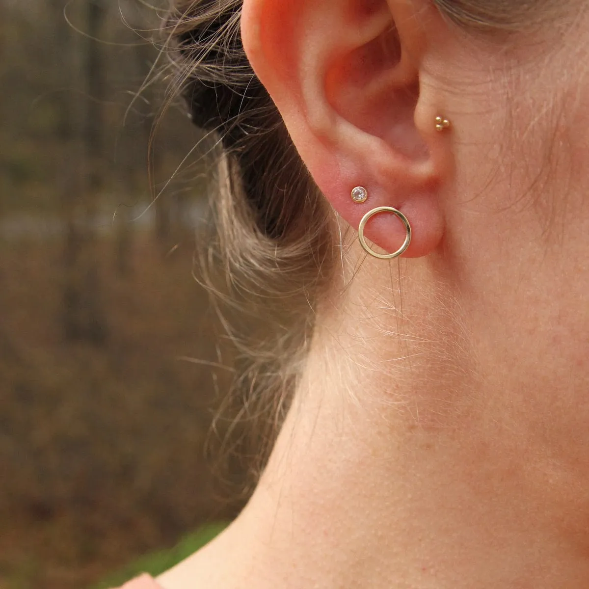 14k Yellow Gold Open Circle Post Earring