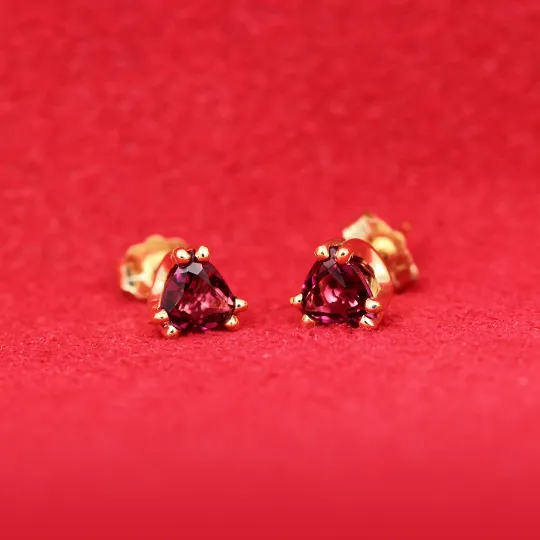 14K Yellow Gold Pink Tourmaline Studs