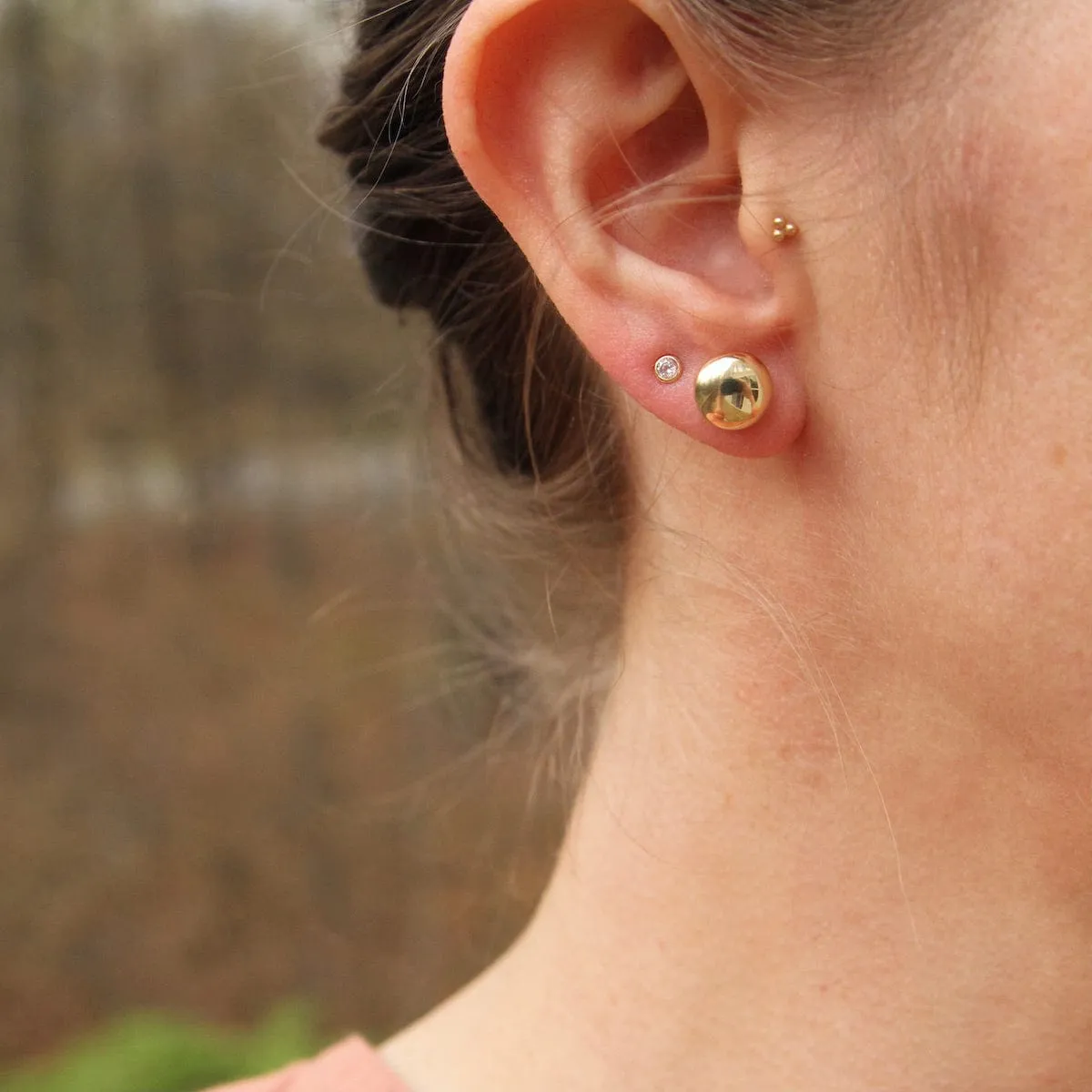 14k Yellow Gold Small Flat Ball Post Earring