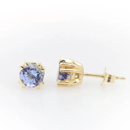 14K Yellow Gold Tanzanite Studs