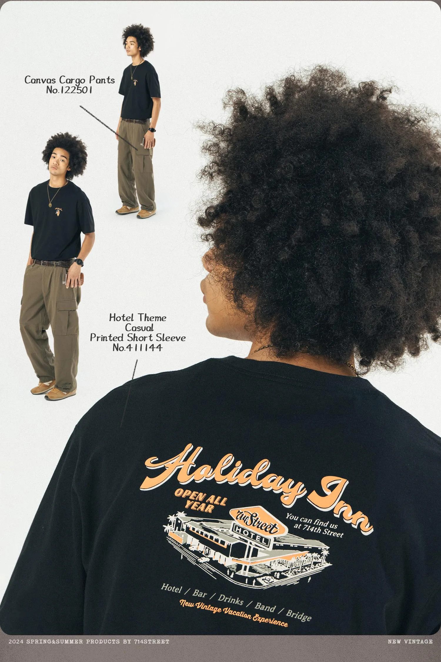 714STREET カジュアルプリントTシャツ 714ST037