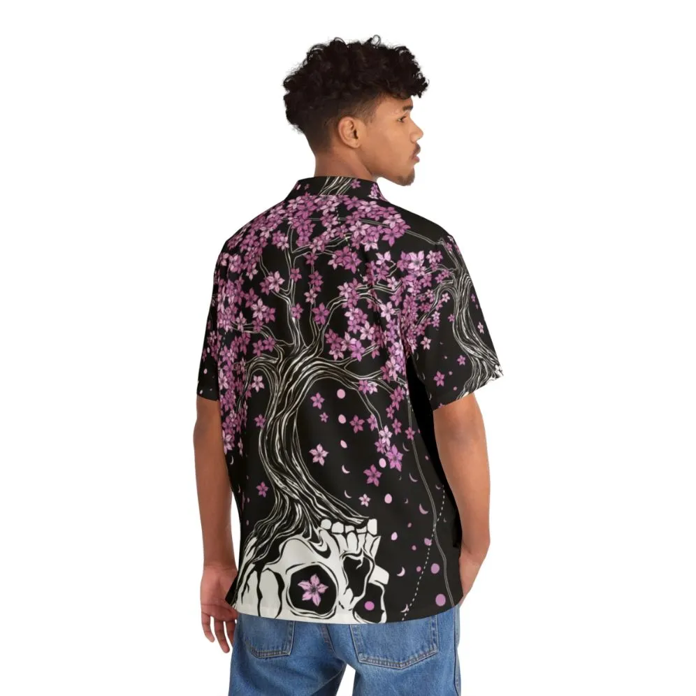 Afterlife Hawaiian Shirt - Skull and Floral Dark Art Print