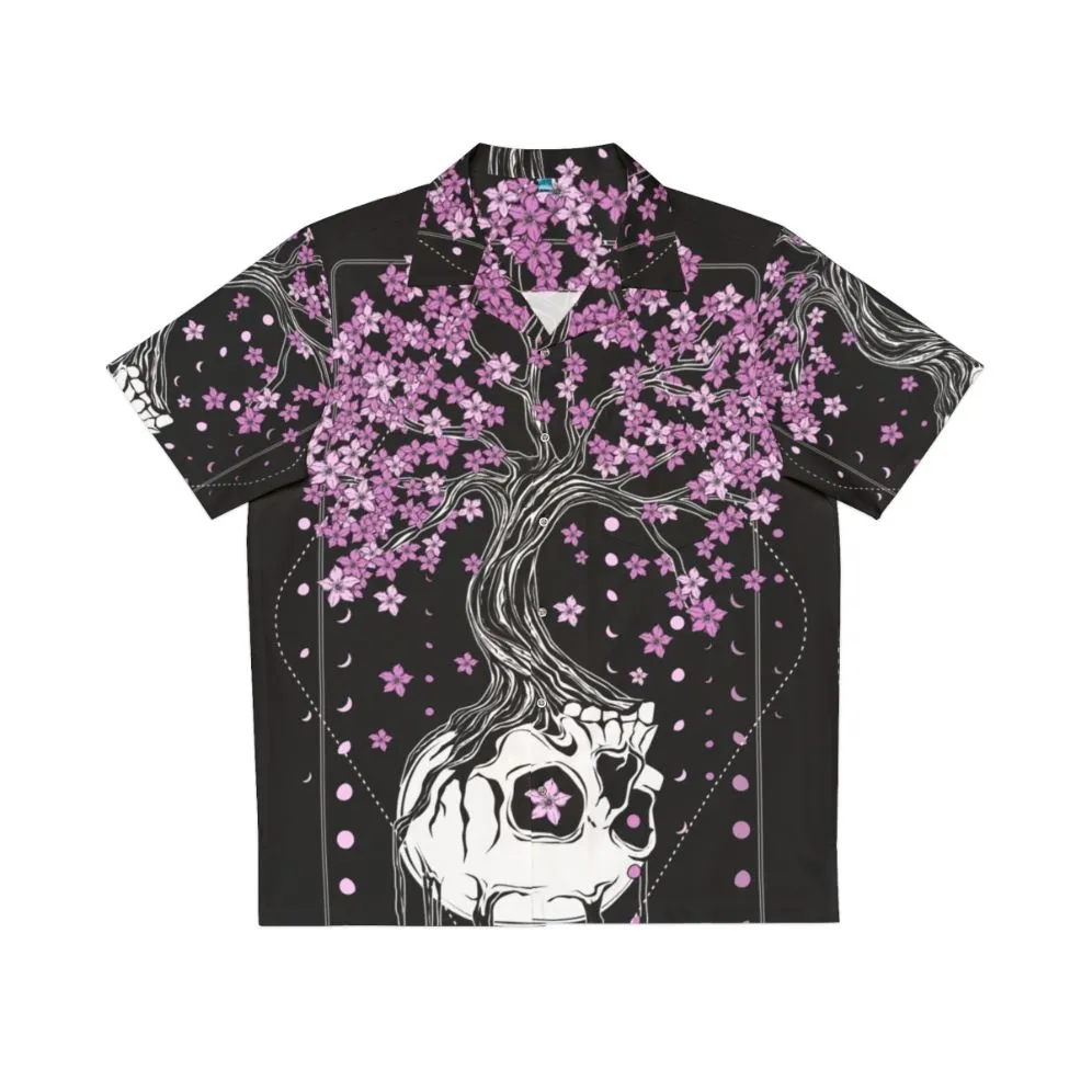 Afterlife Hawaiian Shirt - Skull and Floral Dark Art Print