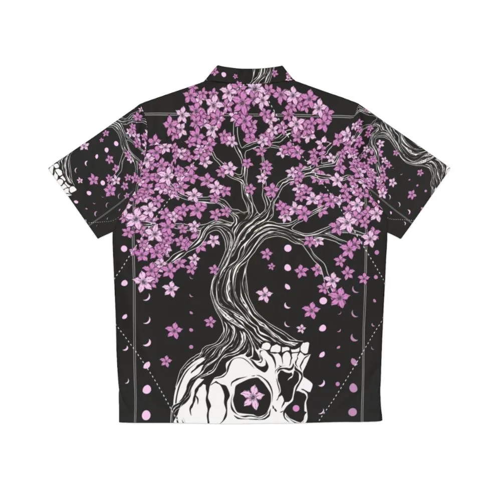 Afterlife Hawaiian Shirt - Skull and Floral Dark Art Print