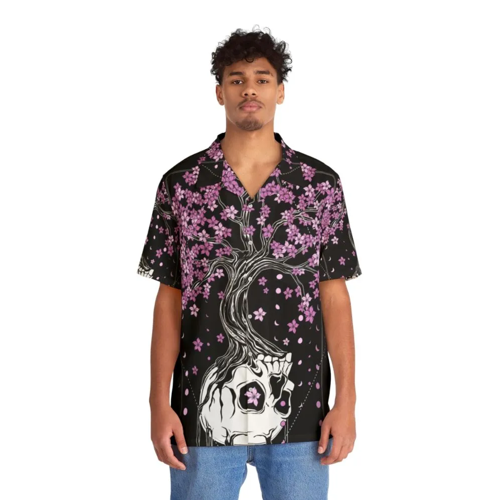 Afterlife Hawaiian Shirt - Skull and Floral Dark Art Print