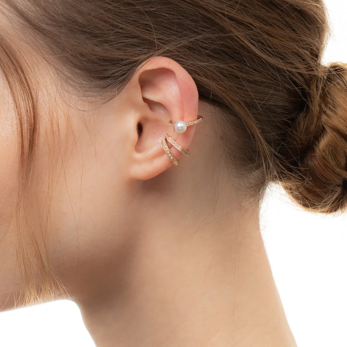 Akoya Pearl Diamond Ear Cuff