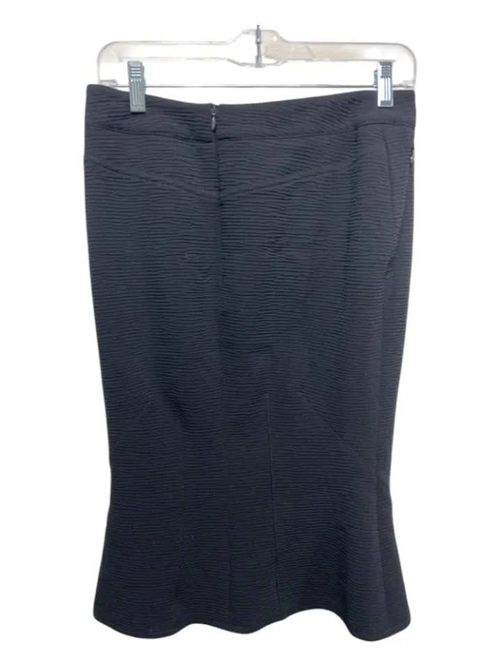 Akris Size 4 Black Wool Back Zip Pencil Skirt Zip Pocket Skirt