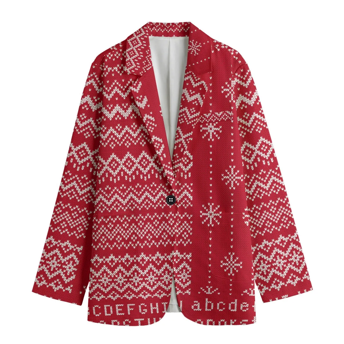 All-Over Print Women's Leisure Blazer | 245GSM Cotton.  Christmas theme