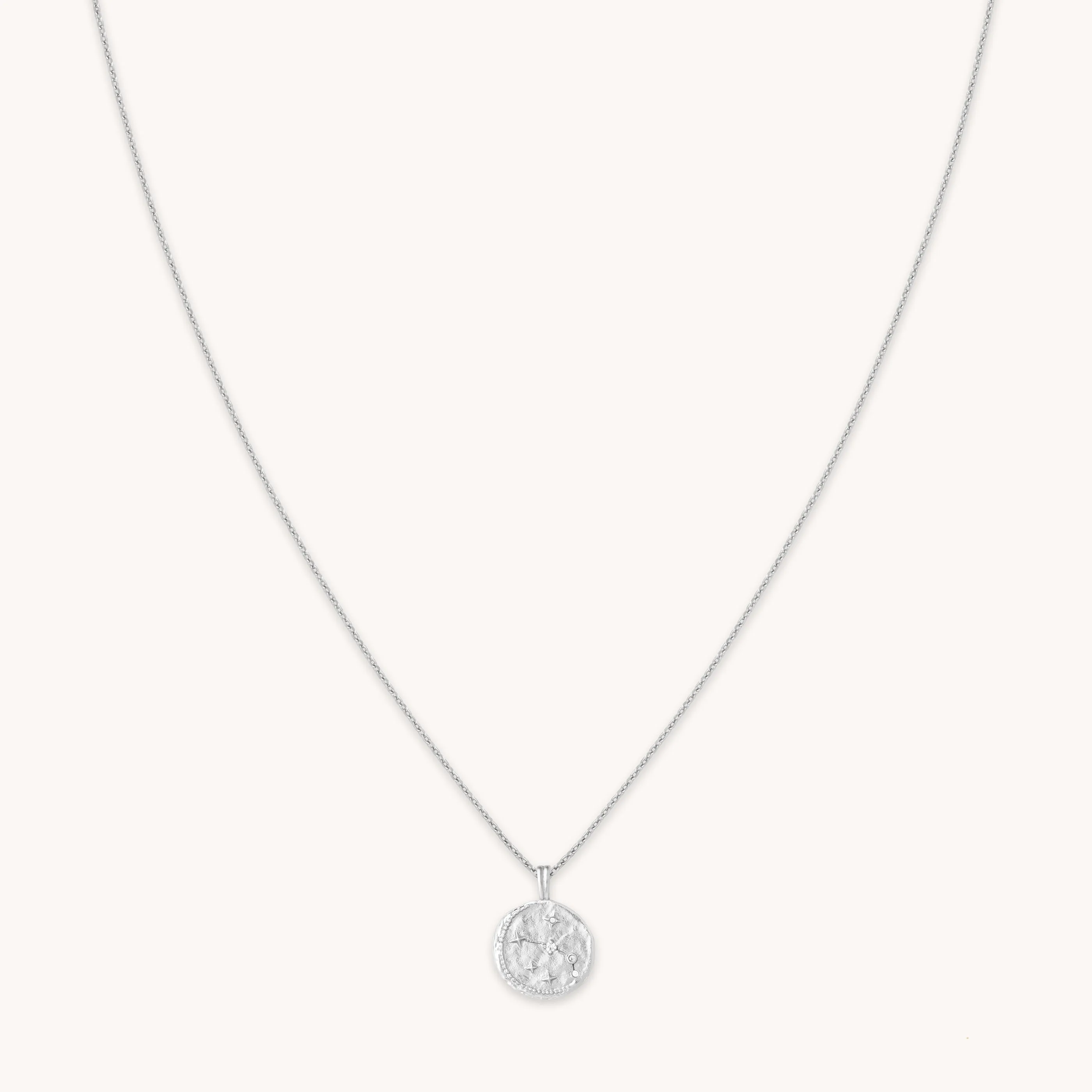 Aries Zodiac Pendant Necklace in Silver