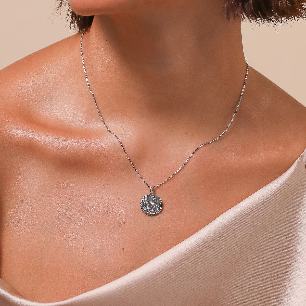 Aries Zodiac Pendant Necklace in Silver
