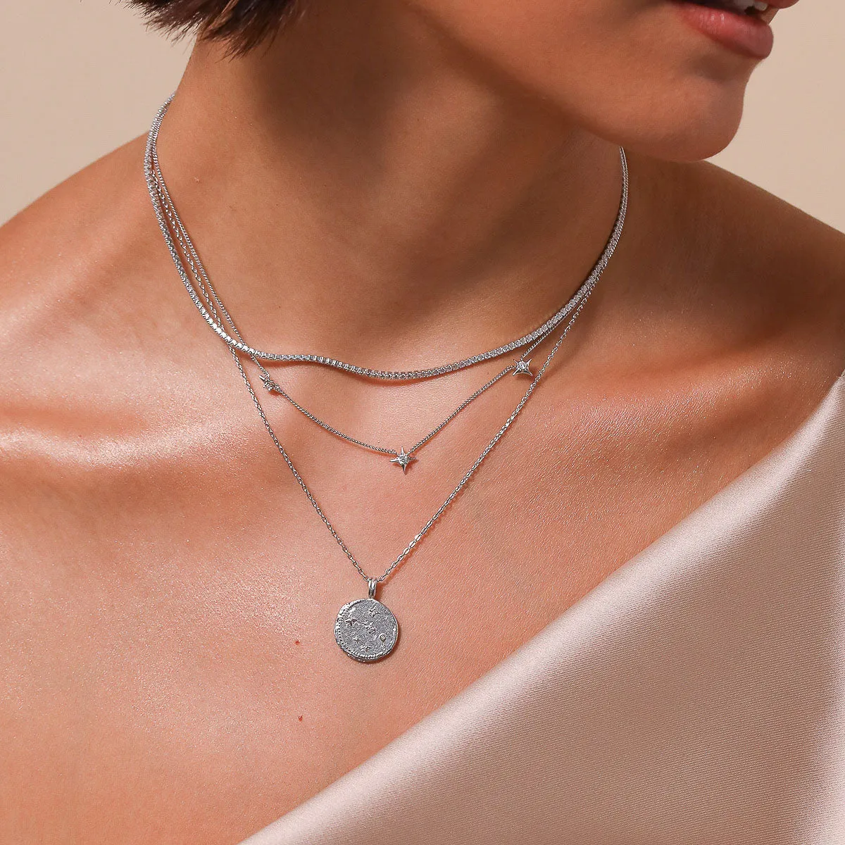 Aries Zodiac Pendant Necklace in Silver