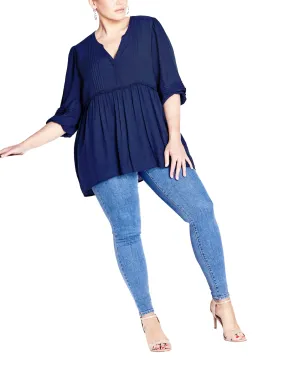 Ashley Pintuck Top | Navy