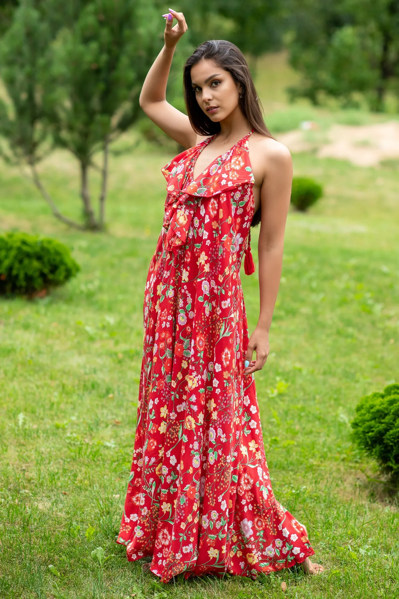Bianca Mix Flowers Red Dress