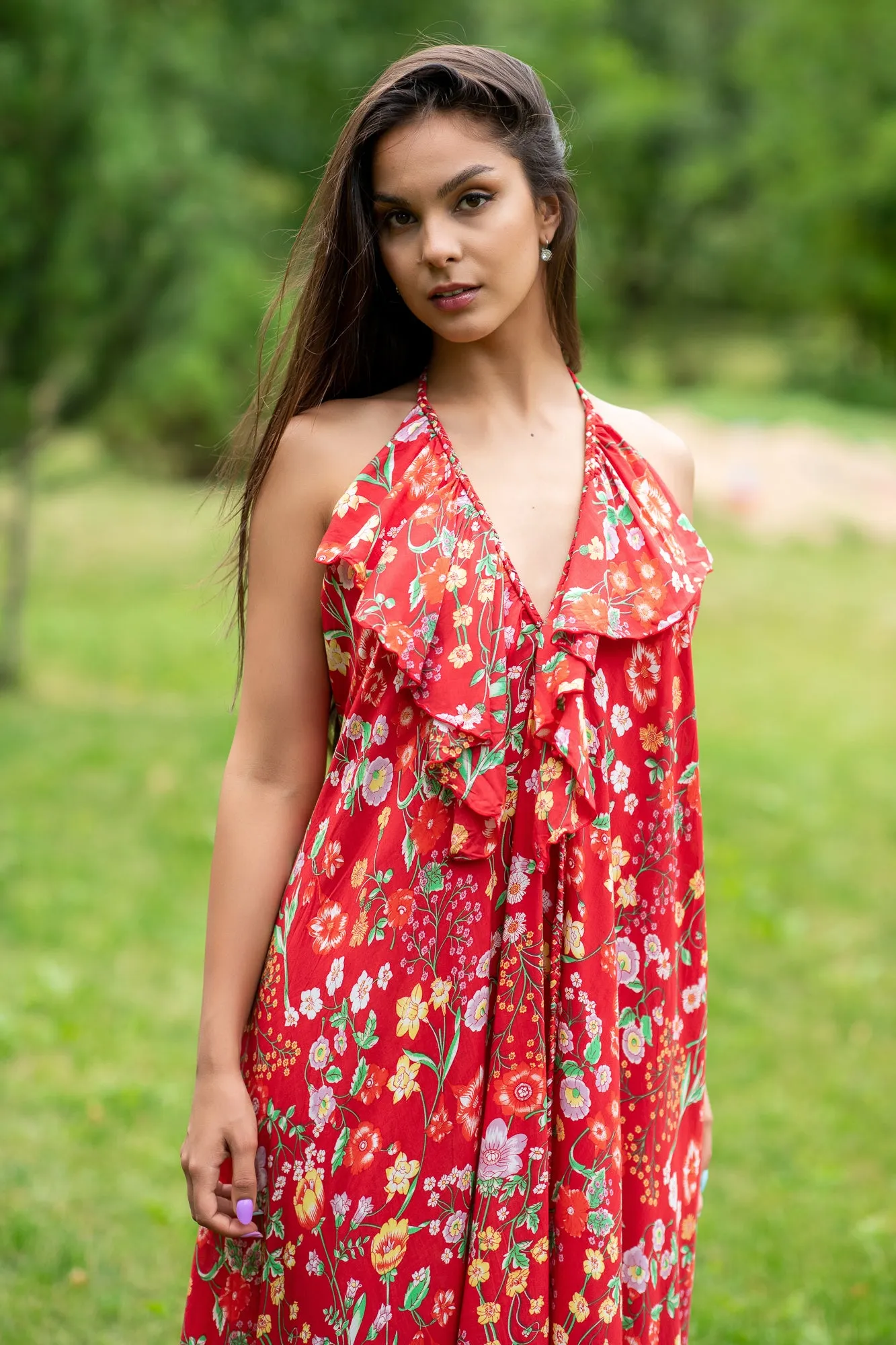 Bianca Mix Flowers Red Dress
