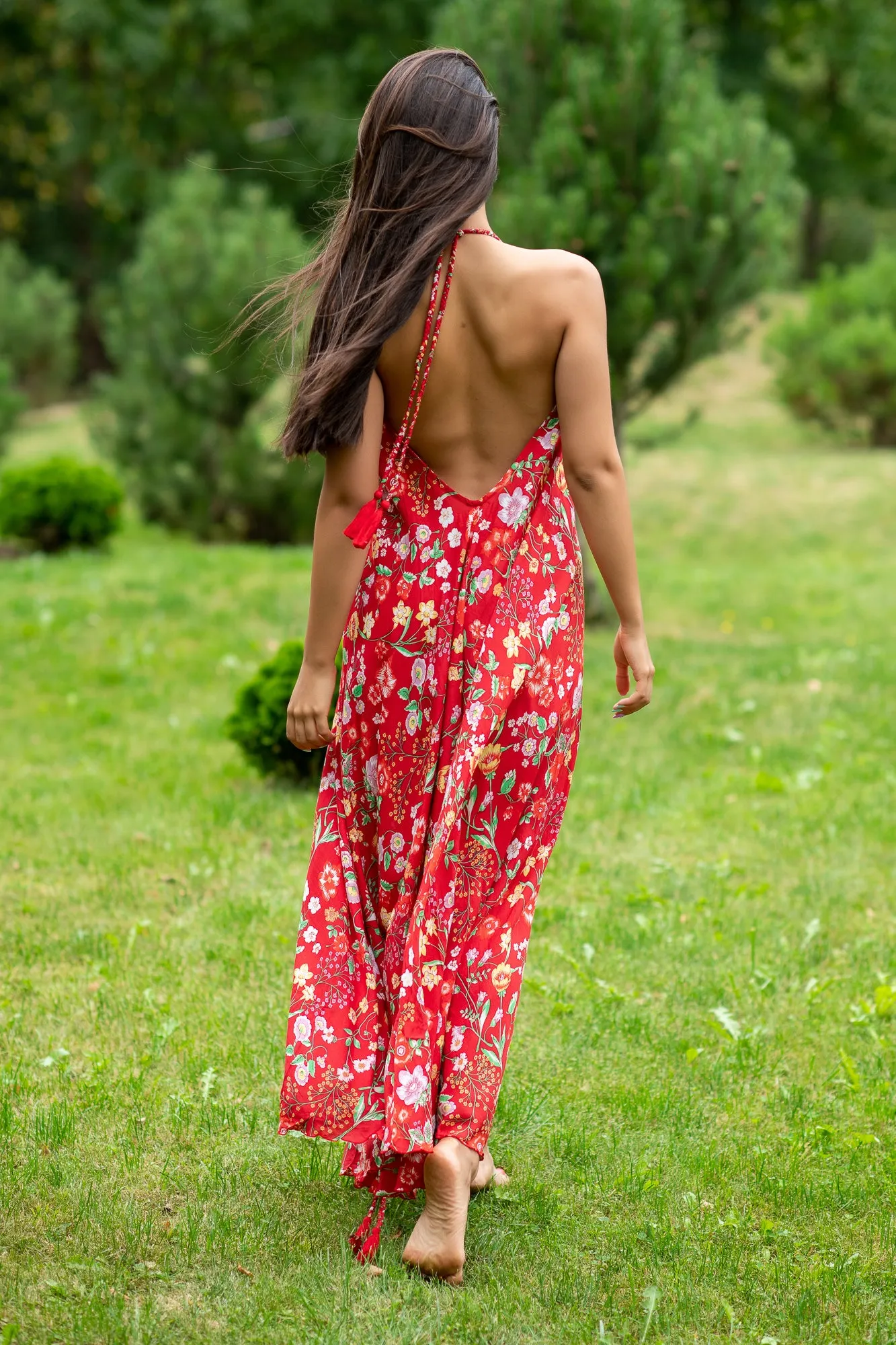 Bianca Mix Flowers Red Dress