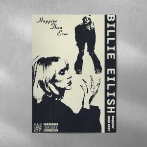 Billie Eilish Monochrome Spotify Aesthetic Metal Poster
