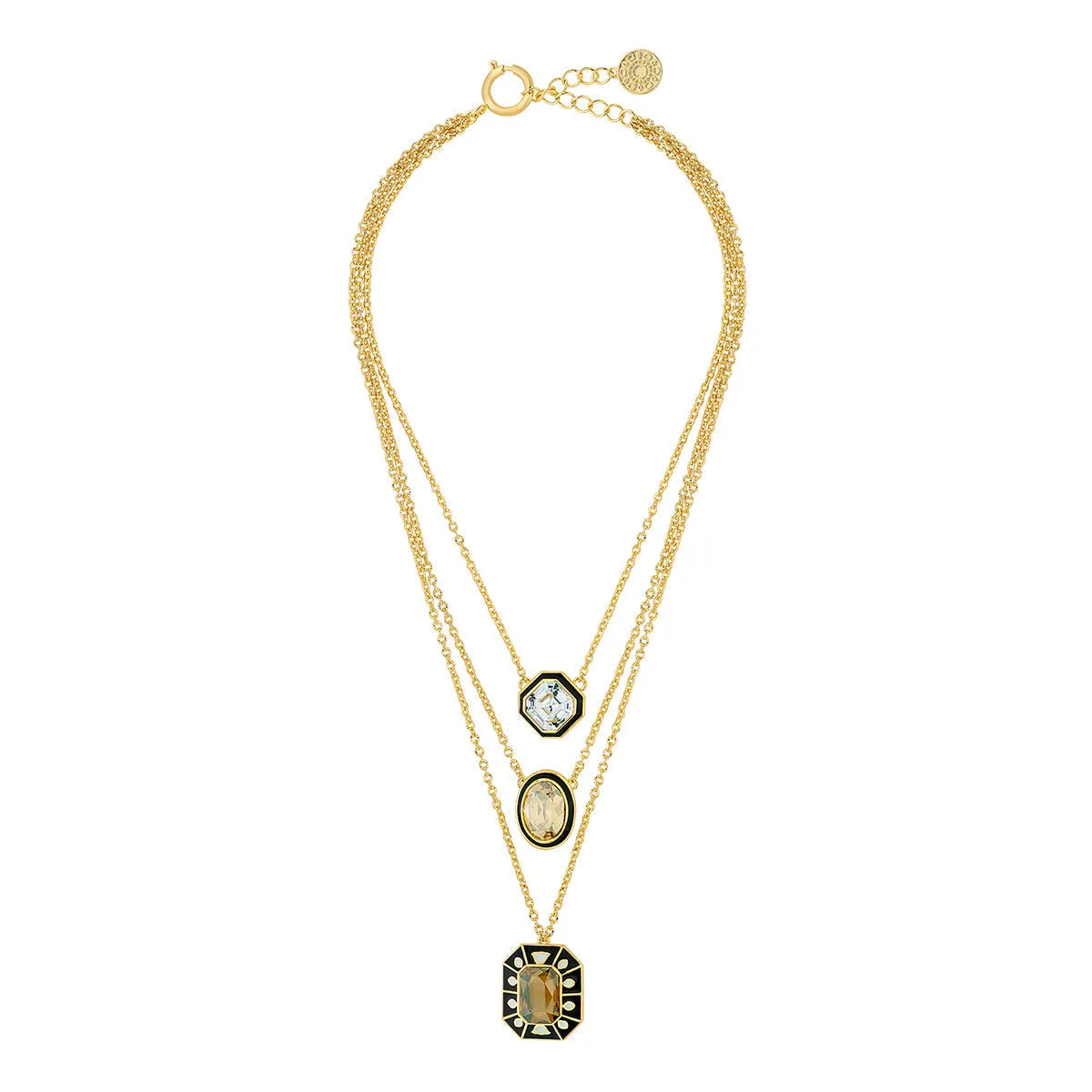 Blaze Enamel & Crystal Layered Necklace