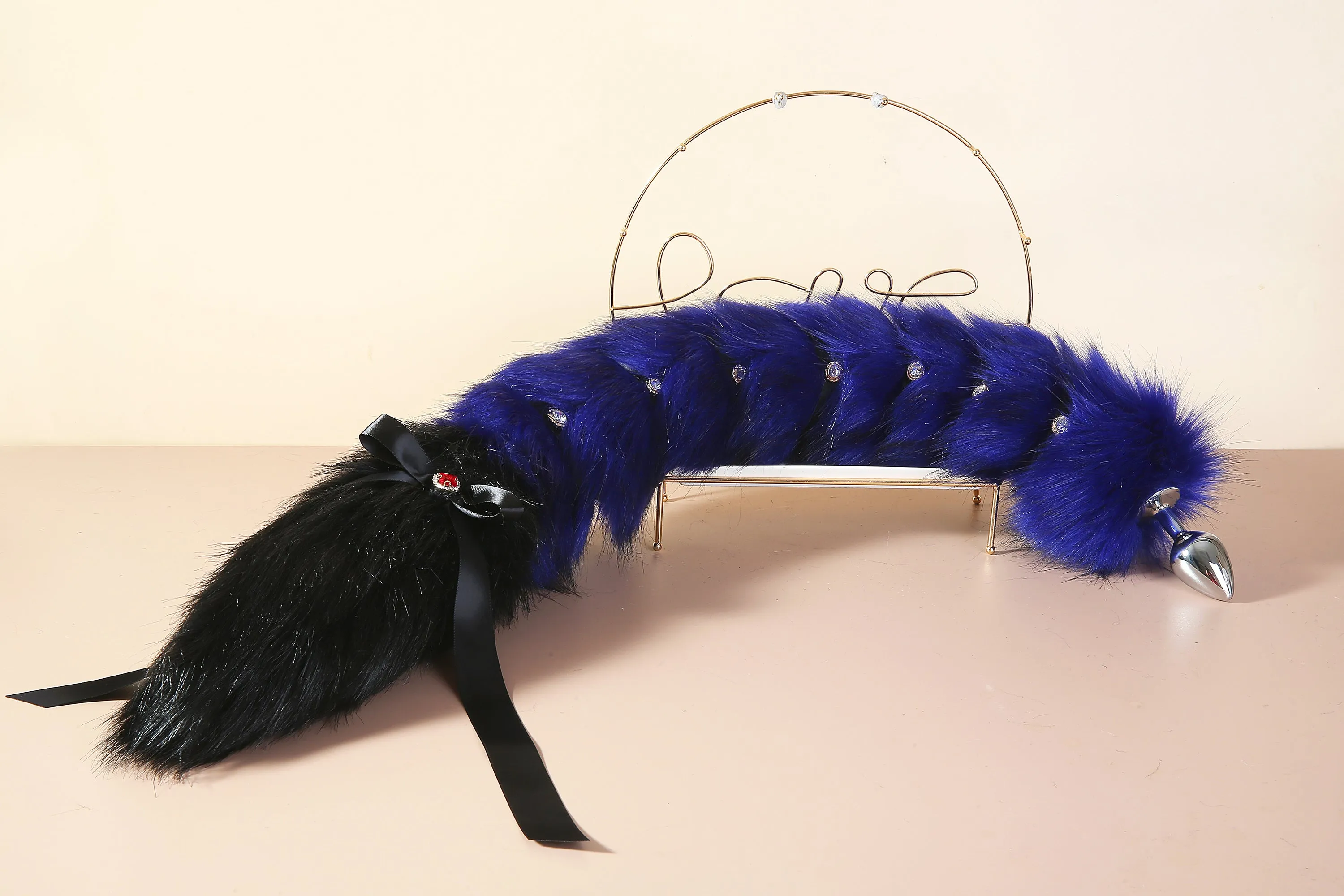 Blue black fox ear and tail set fox ear and fox tail butt plug set sextoy wolf ear and tail plug  set bdsm anime cosplay ear and tail mature