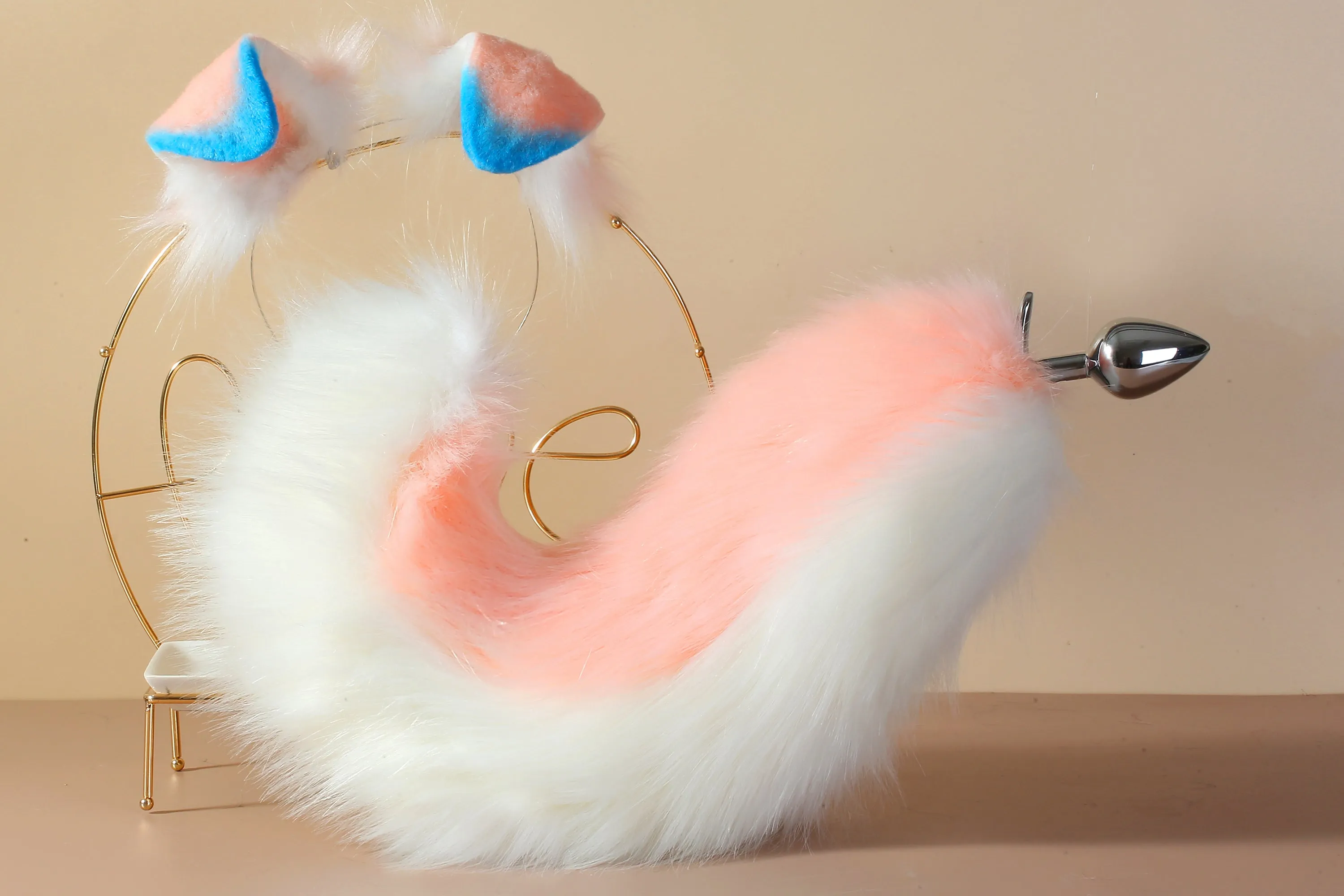 blue pink puppy ear and tail set Shepherd dog ear and tail plug set Shiba Inu dog ear and tail butt plug cosplay petplay puppy play mature