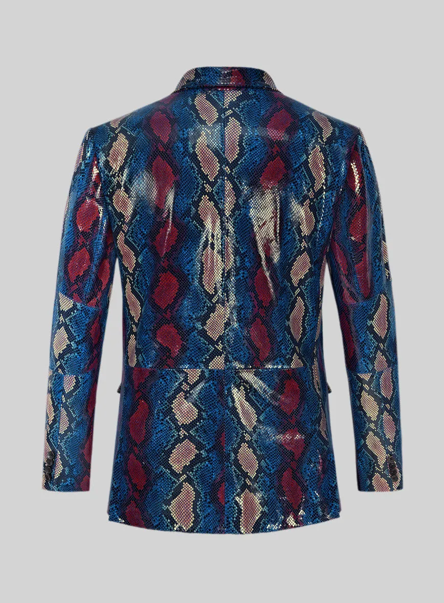 Bold Blue Python Catwalk Leather Blazer # 2