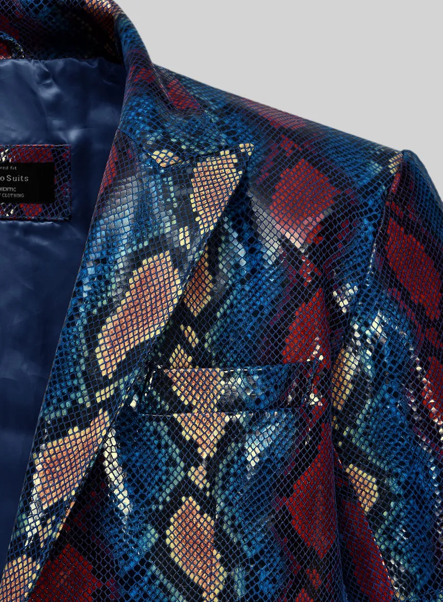 Bold Blue Python Catwalk Leather Blazer # 2