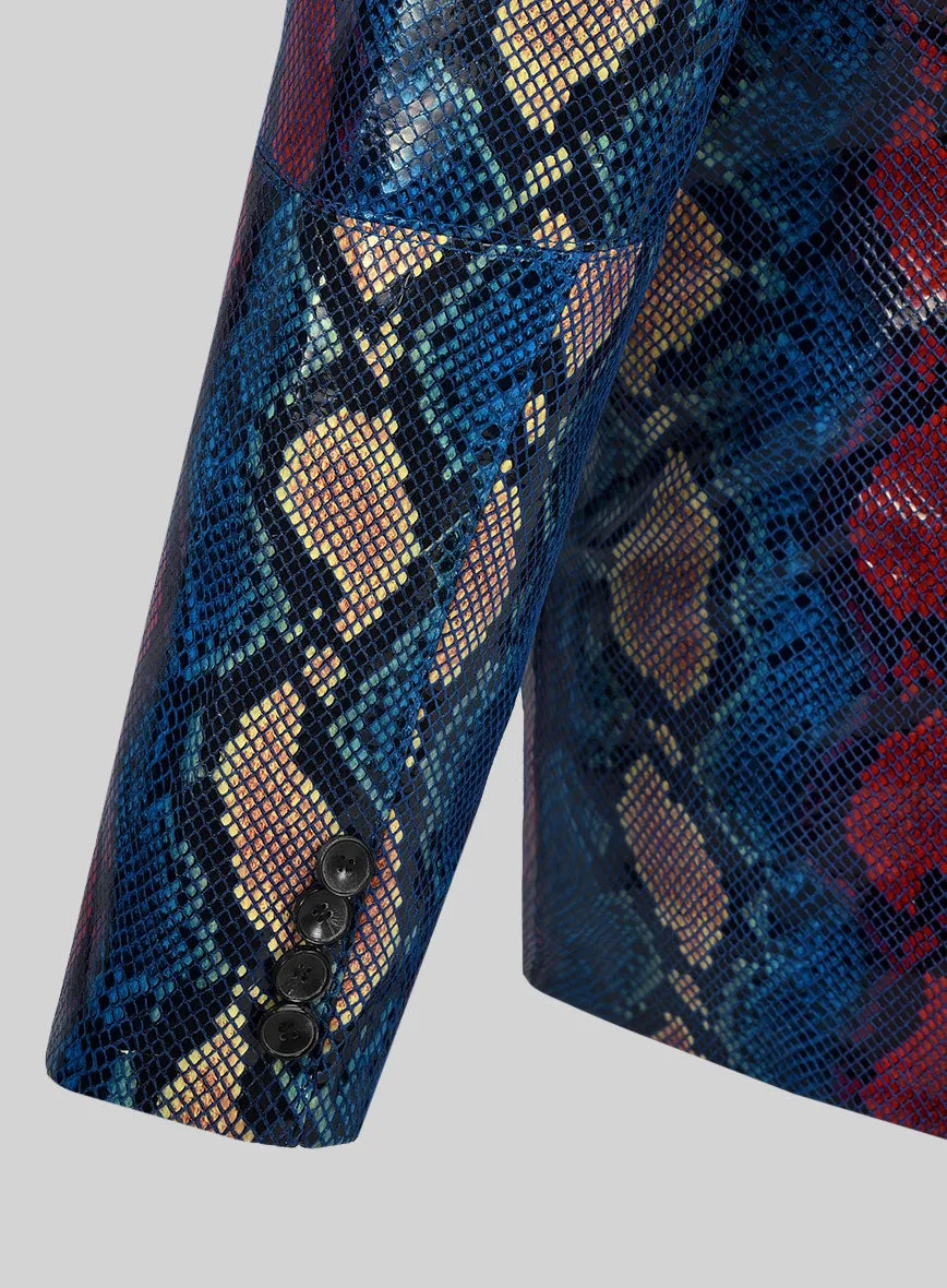 Bold Blue Python Catwalk Leather Blazer # 2