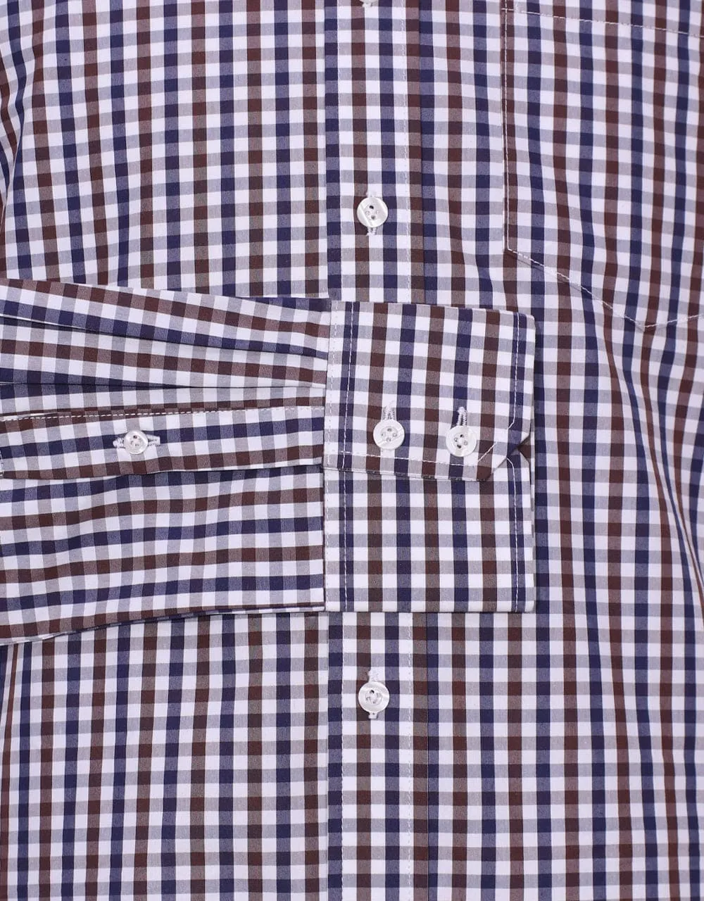 Brown And Navy Blue Gingham Check Shirt
