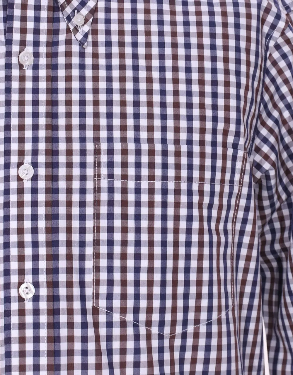 Brown And Navy Blue Gingham Check Shirt