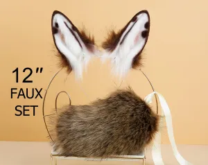 brown bunny tail plug and ear set bunny tail butt plug tail and ear plug set rabbit tail buttplug bunny ear rabbit ear petplay sextoy