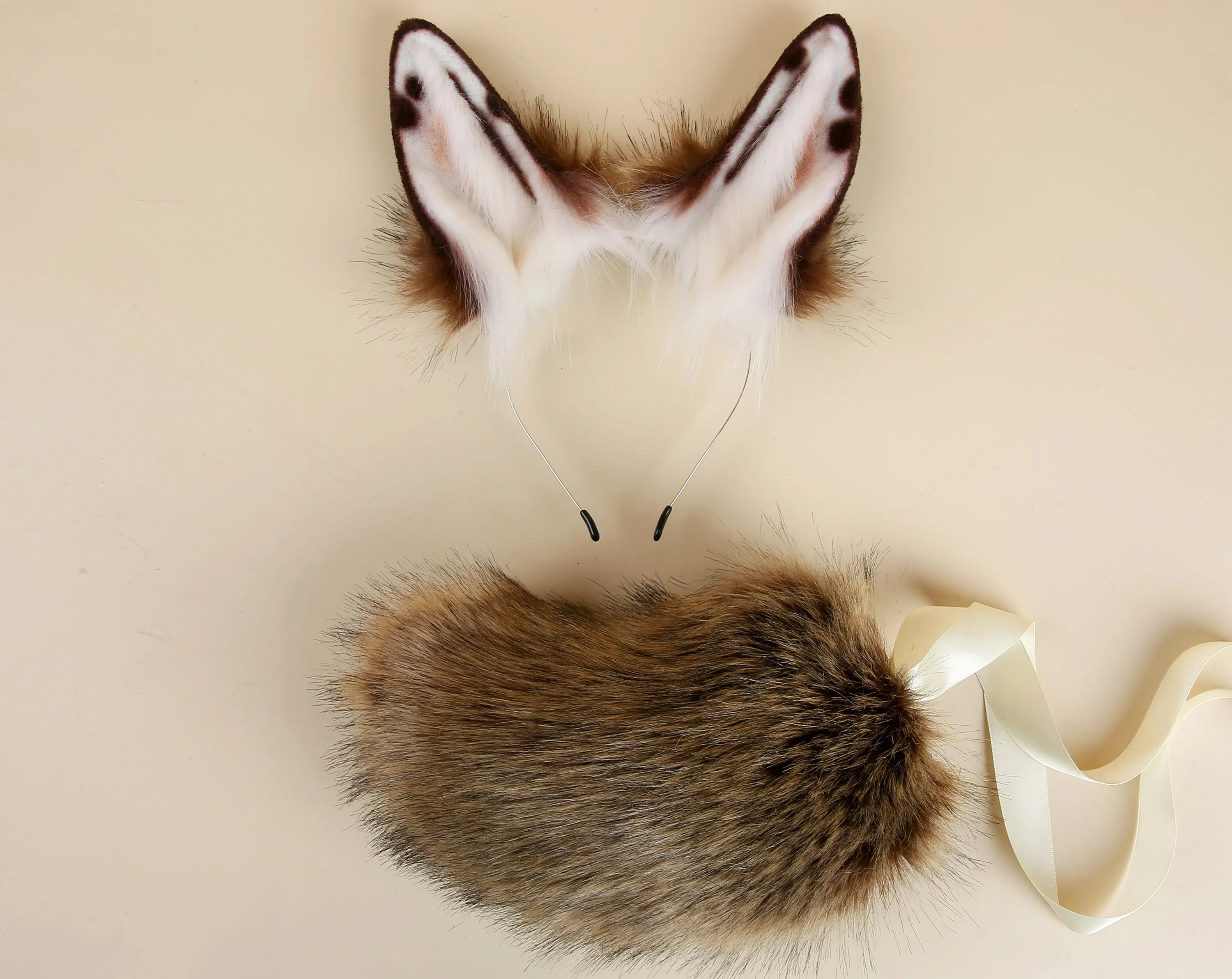 brown bunny tail plug and ear set bunny tail butt plug tail and ear plug set rabbit tail buttplug bunny ear rabbit ear petplay sextoy