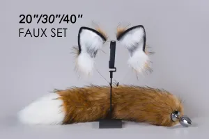 brown fox tail and ear fox tail butt plug and ear wolf ear and tail plug nime cosplay neko ear and tail buttplug ass faux fur fox set