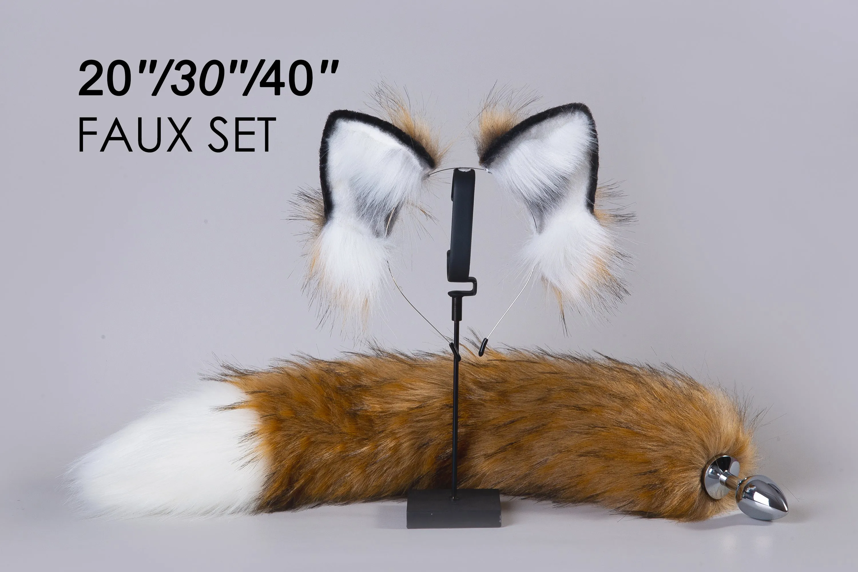 brown fox tail and ear fox tail butt plug and ear wolf ear and tail plug nime cosplay neko ear and tail buttplug ass faux fur fox set
