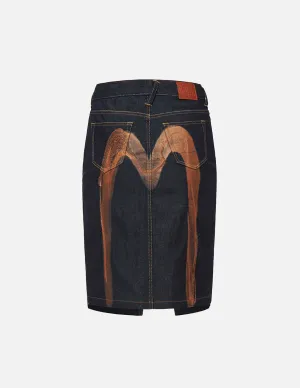 Brushstroke Daicock Split-Front Denim Pencil Skirt