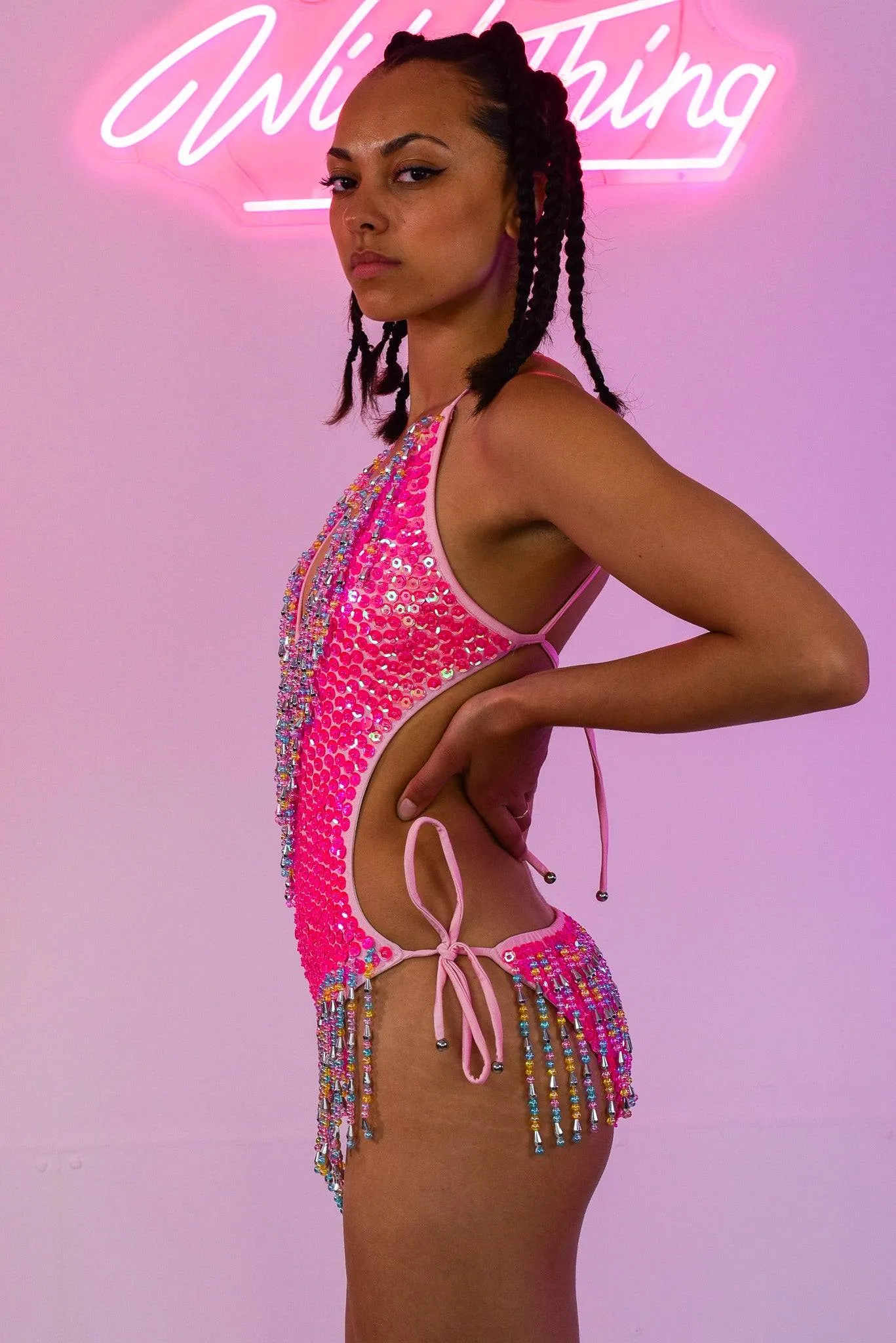 Bubblegum Sparkle Pink Sequin Bodysuit