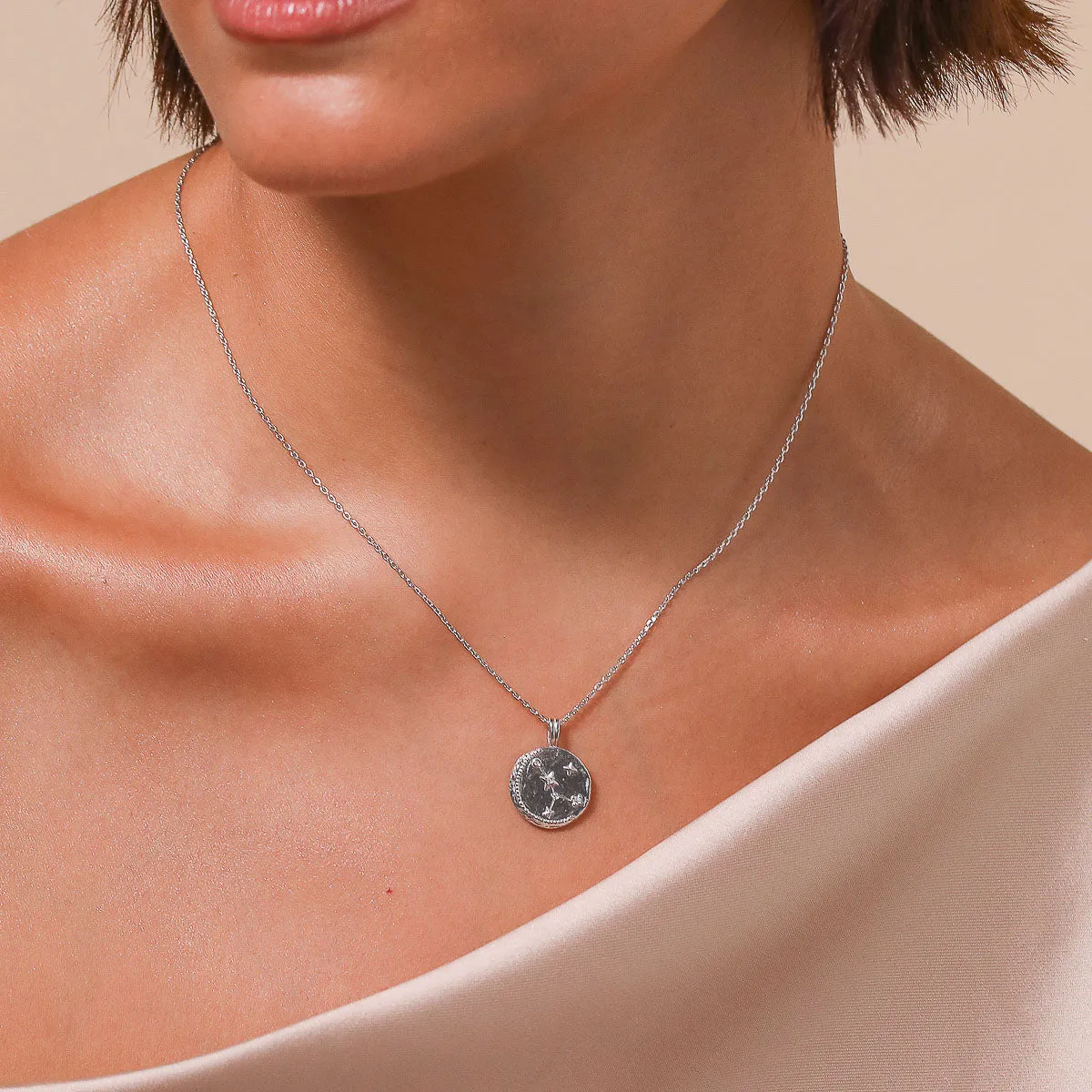 Cancer Zodiac Pendant Necklace in Silver
