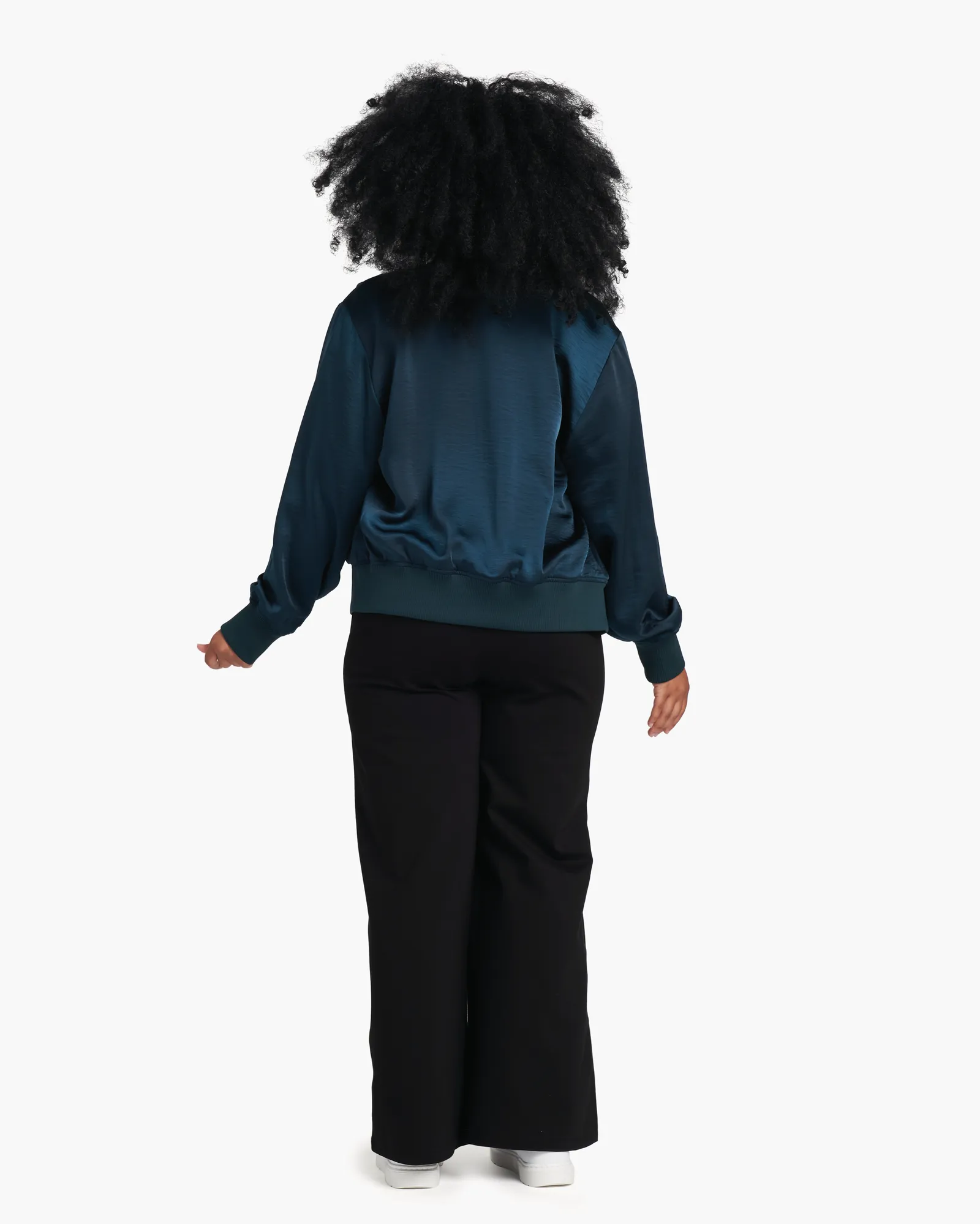 Carmen Satin Bomber Jacket | Deep Sea