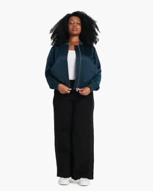 Carmen Satin Bomber Jacket | Deep Sea