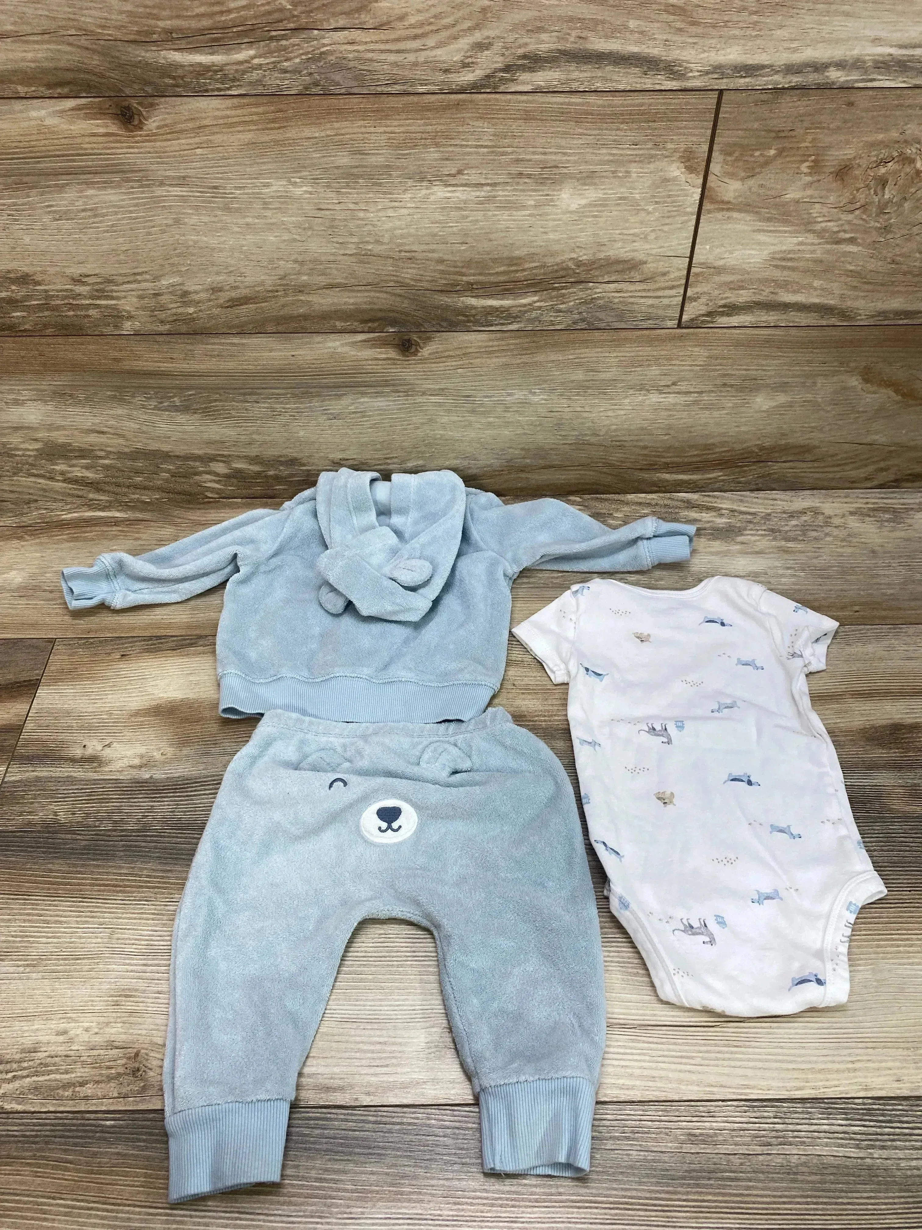 Carter's 3pc Terry Hoodie Set Blue sz 6m